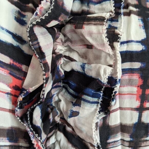 Parker Silk abstract pattern jabea ruffle collar blouse size XS @Z - Picture 5 of 10